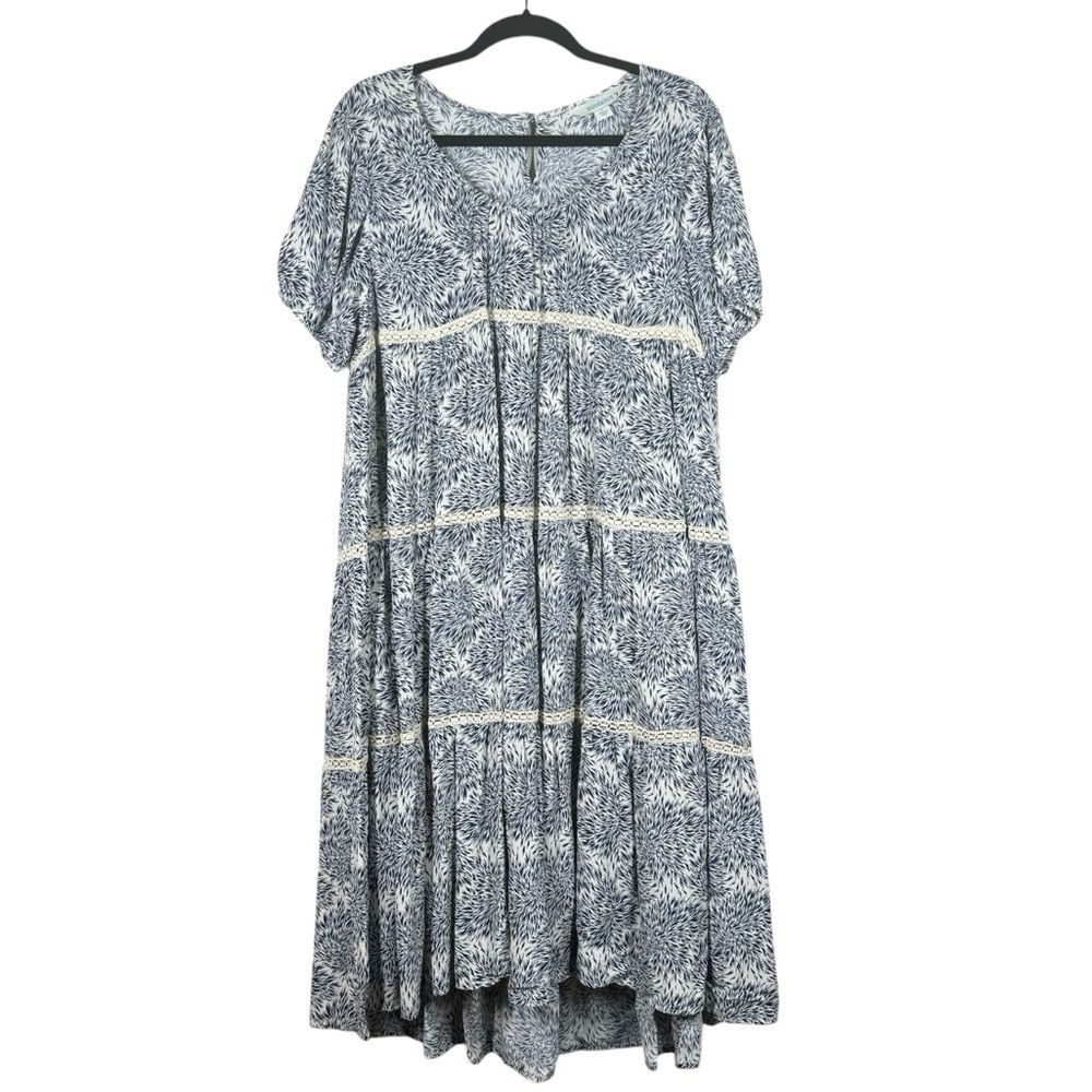 Sundance My Matilda Dress Teird Lace Patterned Keyhole Back Boho Cottagecore LG